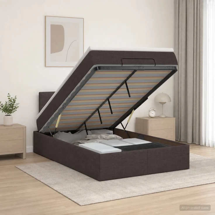 vidaXL Ottoman-Bett mit Matratze und LED Dunkelbraun 120 x 200 cm 3456901