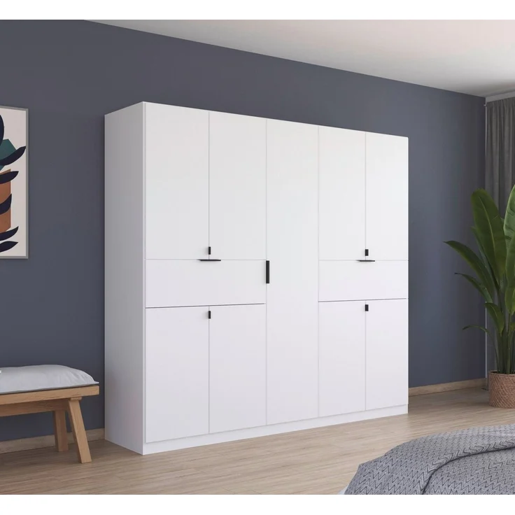 rauch Drehtürenschrank Kleiderschrank Schrank Garderobe Wäscheschrank TICAO (Schubladen in der Höhe variabel positionierbar) mit 2 geräumigen Schubladen, viel Stauraum MADE IN GERMANY – Bild 1