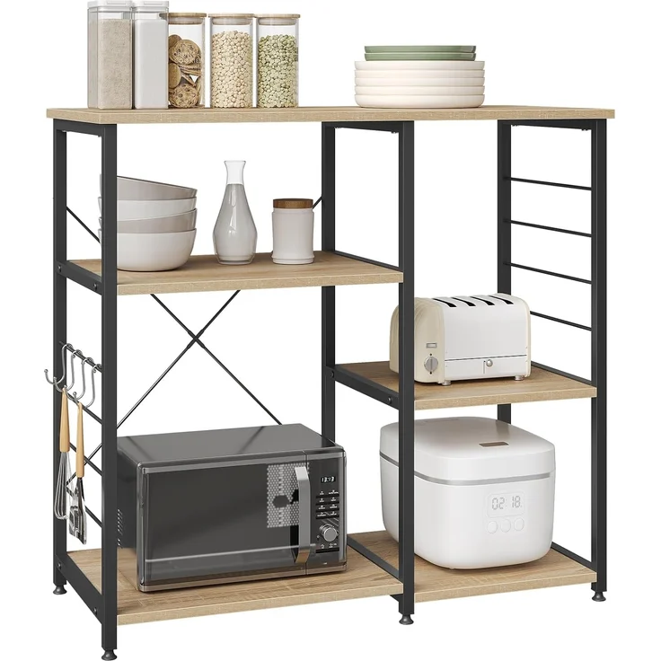 Woltu Küchenregal, 1-tlg, Standregal aus Metall & Holz mit 5 Ablageflächen – Bild 9