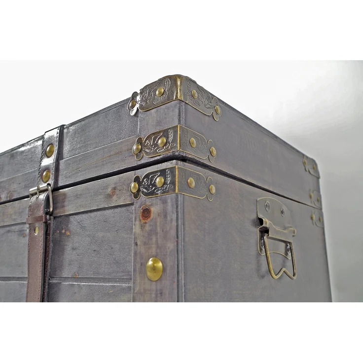 Kobolo Truhe Kiste KUBA aus Holz grau 70x35x38 cm – Bild 6