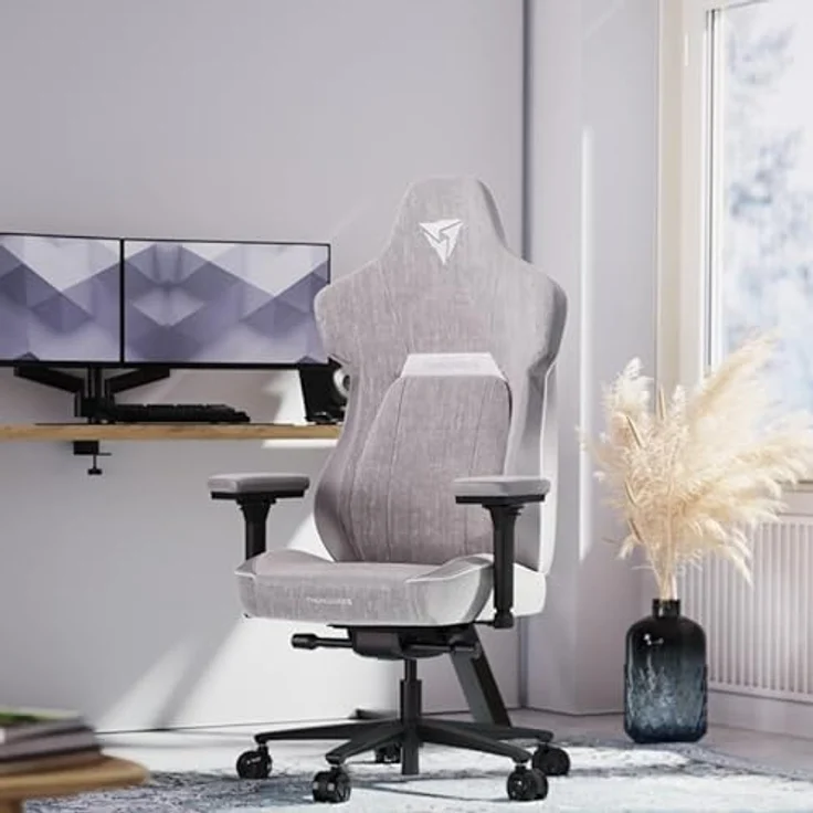 ThunderX3 CORE Loft Gaming-Stuhl, Ergonomisch, SYNC6 Sechsfache Verstellbarkeit, CORED.RDY 360 Technologie, Abnehmbares Kopfstützenkissen, Vielseitige 3-in-1 Fußstütze, Grau – Bild 4
