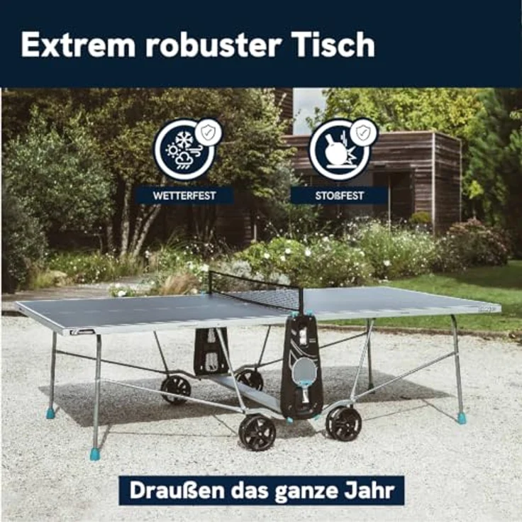 Cornilleau Outdoor Tischtennisplatte 100X, wetterfeste Klapptischplatte mit Push'n'Lock Mechanismus, schwarz – Bild 8