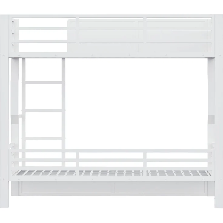 ZUBALIYA Etagenbett 90 × 200 cm, Metall, LED-Beleuchtung, Weiß – Bild 12