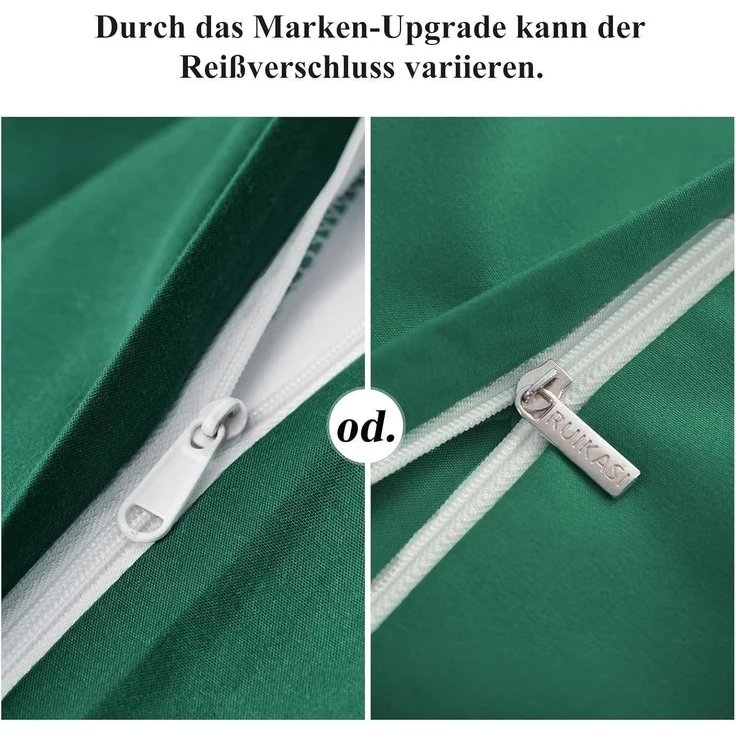 Bettwäsche 220x240 Grün 3tlg. Set Mikrofaser Reißverschluss Weich – Bild 6
