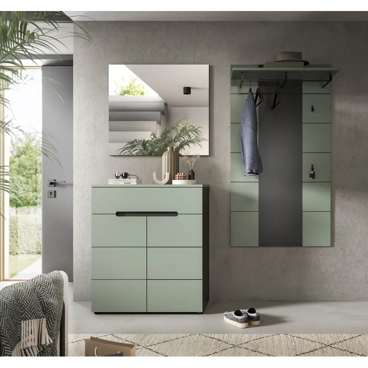 Garderoben-Set >Canu< in Basalt Grau / Smoke Green - 175x190x37cm (BxHxT) – Bild 1