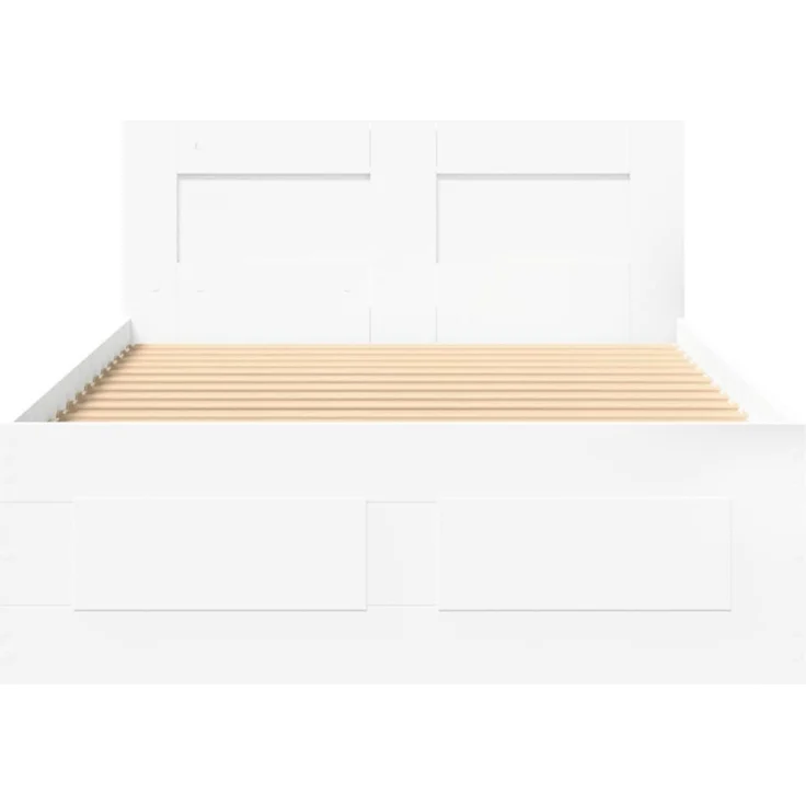 vidaXL Bettgestell mit Kopfteil ohne Matratze Weiß 100x200 cm 3295576 – Bild 4