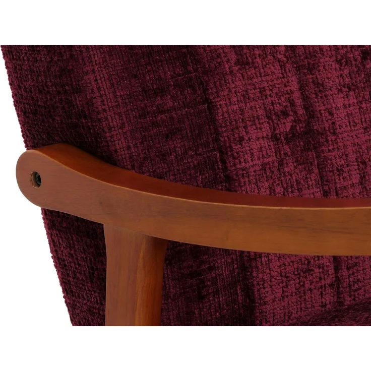 Schaukelstuhl HWC-K10, Relaxsessel, Holz FSC® Stoff/Textil Chenille (465g/m²) ~ bordeaux, Gestell Walnuss-Optik – Bild 8