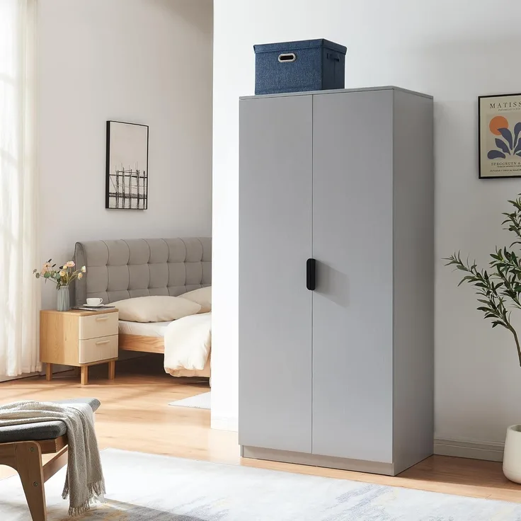 Kleiderschrank Eiselfing 176x80x52 cm 4 Fächer Grau [en. casa]