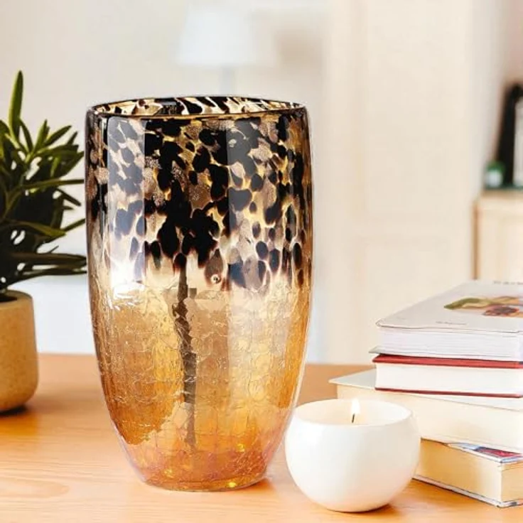 GILDE große Glasvase, handgefertigte Deko Standvase in Marmoroptik, Höhe 29 cm für Pampasgras, Äste und Blumen - ideal für Herbstdeko und Geschenke – Bild 5