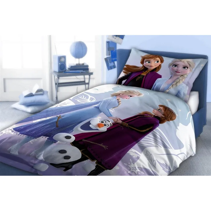 Disney Frozen Bettwäsche Kinder-Bettwäsche „Frozen – Anna, Olaf & Elsa“ 160x200 + 70x80, 100