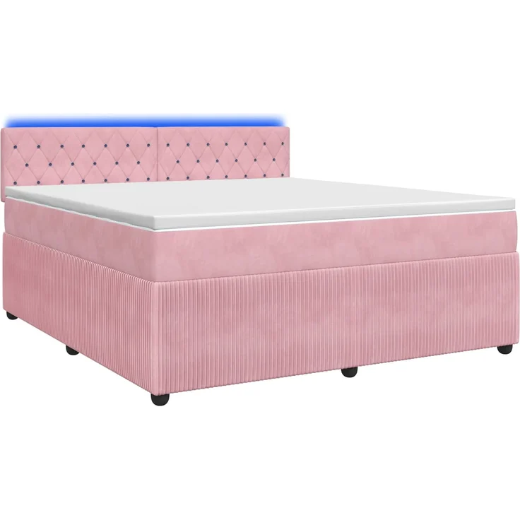vidaXL Boxspringbett mit Matratze mit Kopfteil Rosa 160 x 200 cm Samt 3453172 – Bild 2
