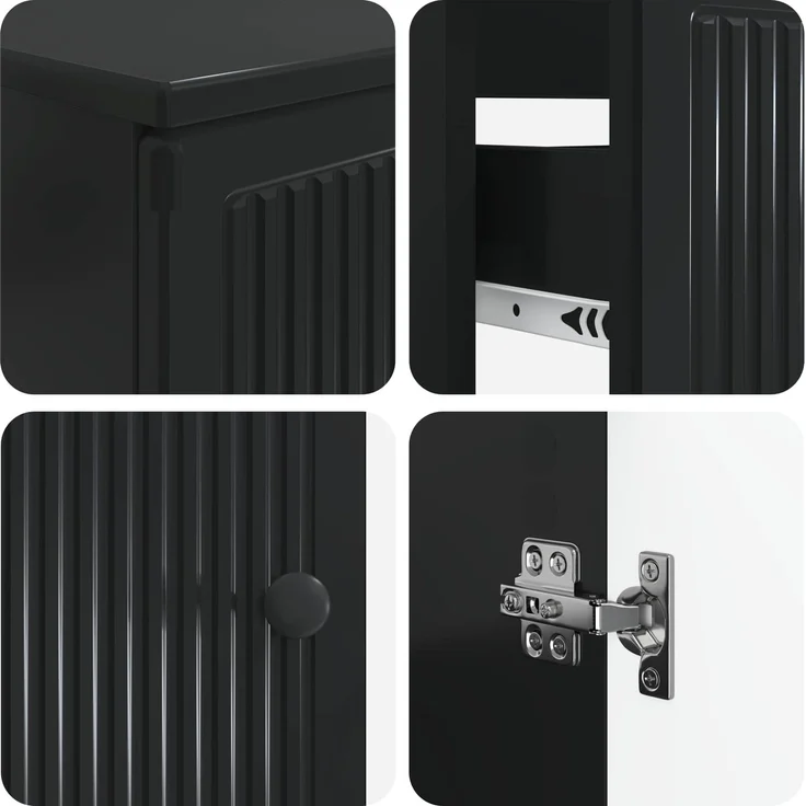 vidaXL 4-teiliges Badezimmer-Schrank-Set EDE Schwarz Holzwerkstoff 3417901 – Bild 8