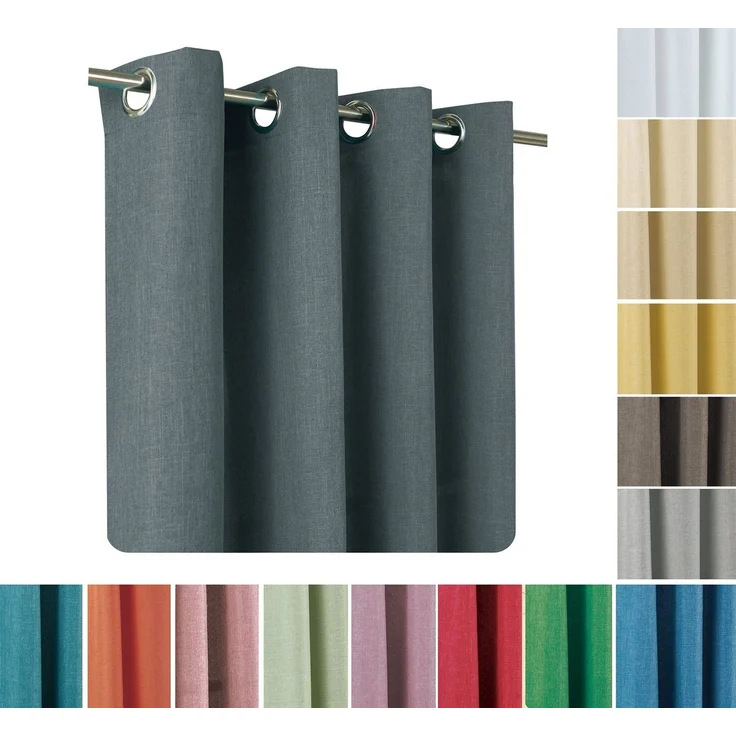 Haus und Deko Gardine Vorhang 140x245 cm Ösen blickdicht Struktur Leinenoptik uni Gardine (1 St), Ösen, blickdicht, Polyester – Bild 2