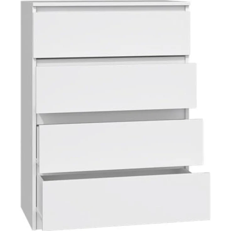 Home Collective Kommode weiß Schubladen, Schlafzimmer Flur kleiner Nachttisch, Schrank, Sideboard, Highboard, Breite 70 cm Höhe 97cm mit vier Schubladen – Bild 6