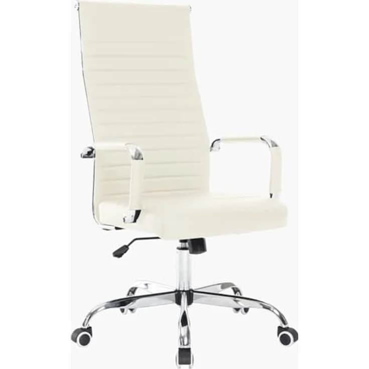 BAKAJI Bürostuhl ergonomischer Schreibtischstuhl mit Armlehnen, Chefsessel Computerstuhl hoher Rückenlehne, Arbeitsstuhl mit Wippfunktion bis 136 kg Belastbar beige – Bild 2