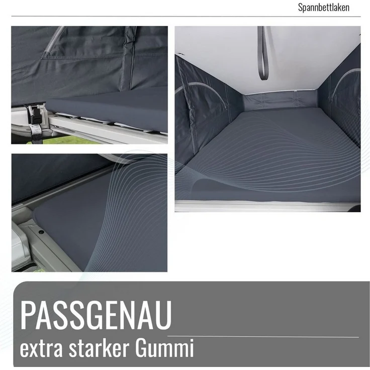 BLACK FOREST FOX Spannbettlaken VW T7 California Aufstelldach Lycra OEKO-TEX® Grau Camper Van, Baumwolle, Gummizug: rundum – Bild 4
