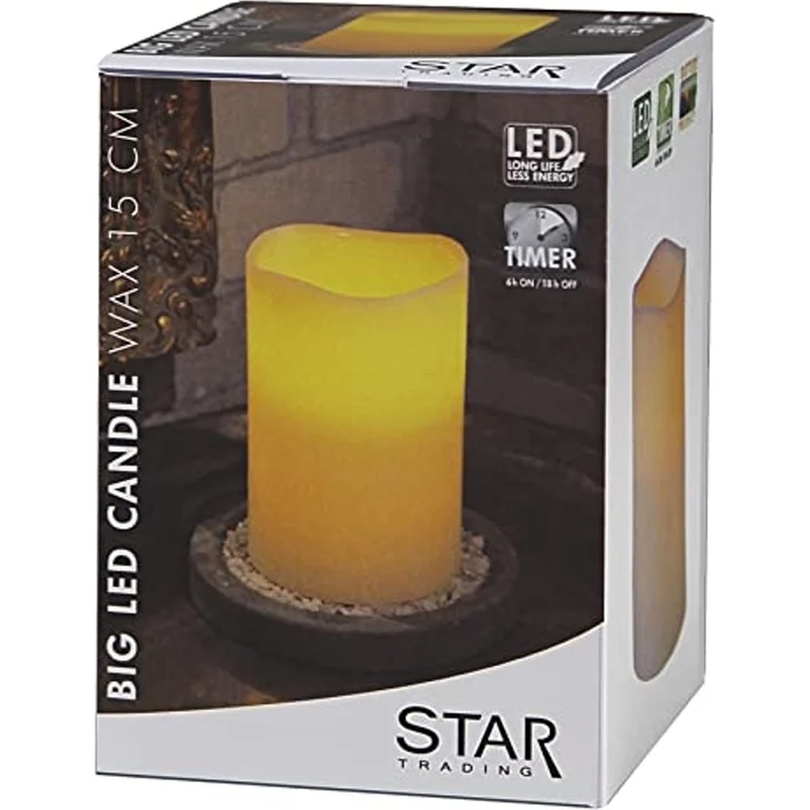 LED Echtwachskerze -Big', Batterie und Timer, flackernd, creme, 15cm – Bild 5