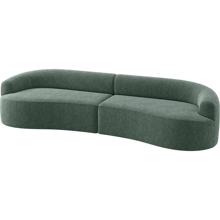 skølm 'Loki' Sofa 4 Sitzer, Vollschaumcouch mit Federkern und Vakuum-Kompression, kein Aufbau erforderlich, mit 4 Kissen, Teddy-Bouclé Stoff dunkelgrün – Bild 11