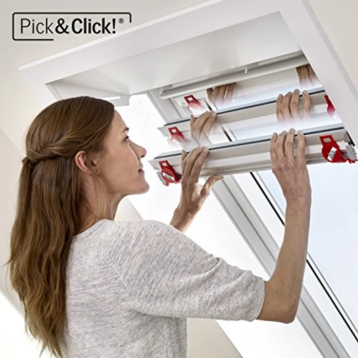 Velux Dachfensterplissee FHL F08 1016S, manuelles Plissee in Weiß mit Aluminium-Schiene, stufenlos verstellbar – Bild 3