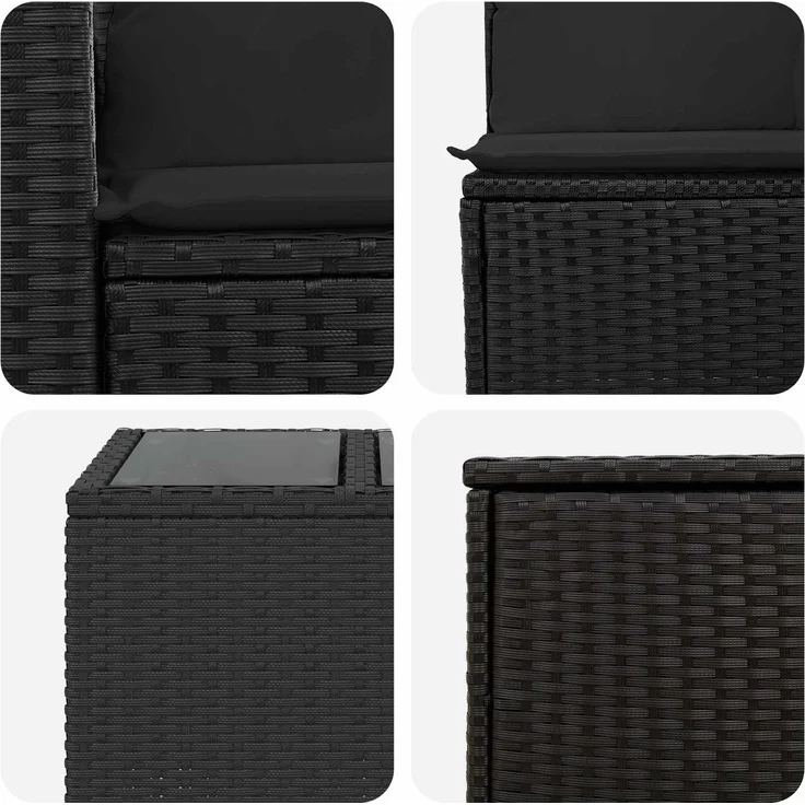 vidaXL Sofa Set 6 stk. Schwarz Polyrattan und Stahl 3447391 – Bild 9