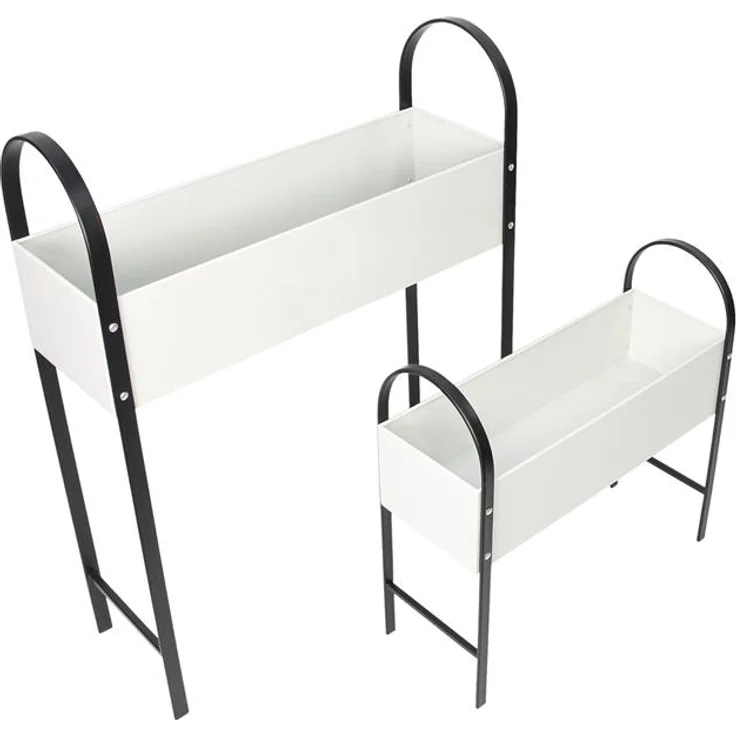 2x Pflanzer "Retro" aus Metall, creme weiß / schwarz, Pflanzkasten, Blumenkasten, Pflanzbank – Bild 3