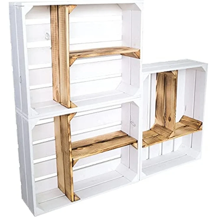 Kistenkolli Altes Land Allzweckkiste Obstkiste Bella Quer geflammt Weinkiste Ablegkiste Holzkiste Holzregal (Spar-Set, 1er Set) – Bild 5