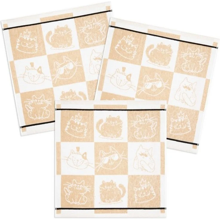 Kracht Geschirrtuch Cool Cat, (Set, 3-tlg, 3-teilig), 3er Pack Frottee Küchenhandtücher (3 Stück) ca. 50x50cm 100% Baumwolle – Bild 4