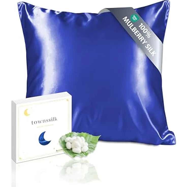 townssilk Beidseitig 100% 19mm Maulbeerseide Kissenbezug, hypoallergen, 600 Fadenzahl, Größe 50x50cm, Royalblue – Bild 1
