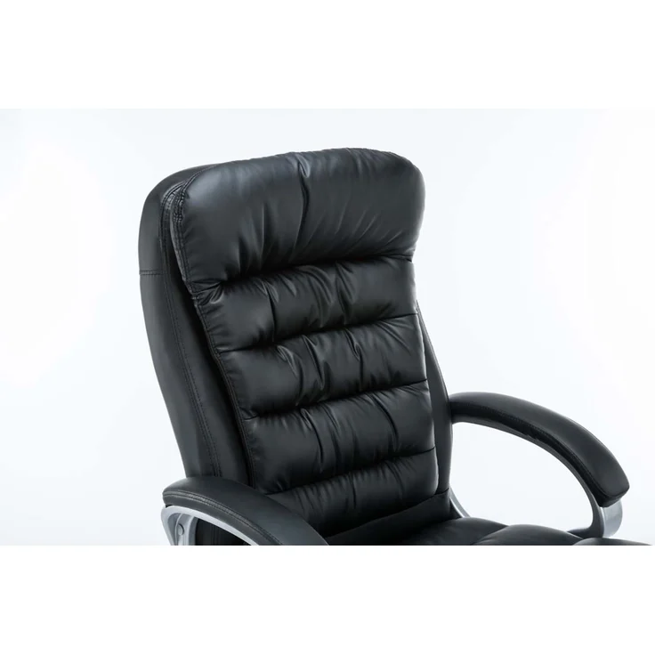 Bürostuhl SOUK - 116x68x77, Schwarz Kunstleder Metall in Chromoptik Gestell ergonomische Bürostühle Homeoffice Stuhl mit Rollen – Bild 3