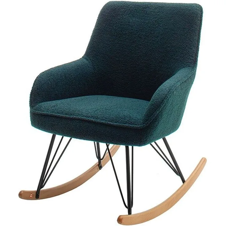 Schaukelstuhl >HOPKINS < in olive, Polyester/ Metall/ Buche - 69x91x80cm (BxHxT)