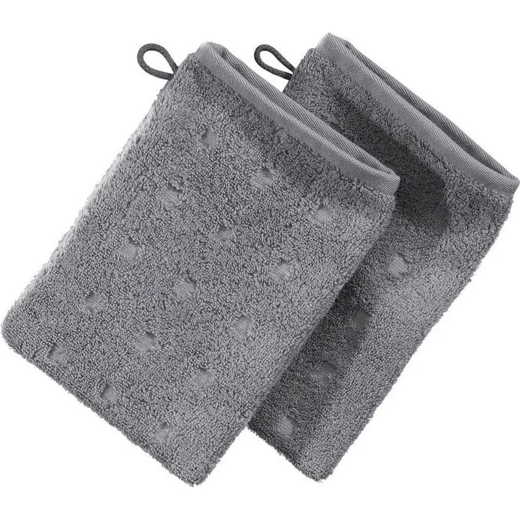 Möve Waschhandschuh Waschhandschuh 2er-Pack "Quadretti", Frottier (2-St), Walk-Frottier Uni – Bild 3