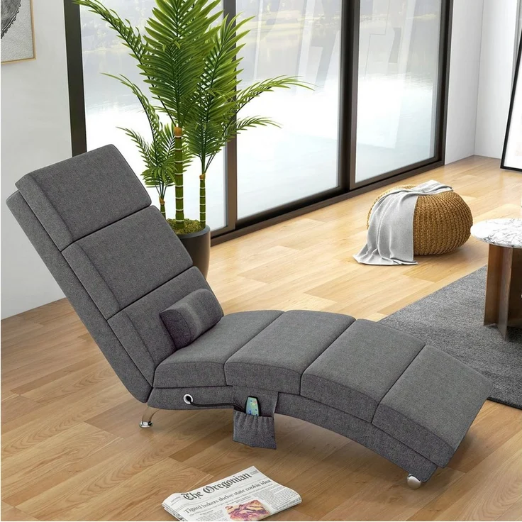 HOMCOM Massagesessel Relaxliege mit Massagefunktion elektrisch (Loungesessel, 1-St, Fernsehsessel), mit 5 Modi, Kissen, Dunkelgrau – Bild 5