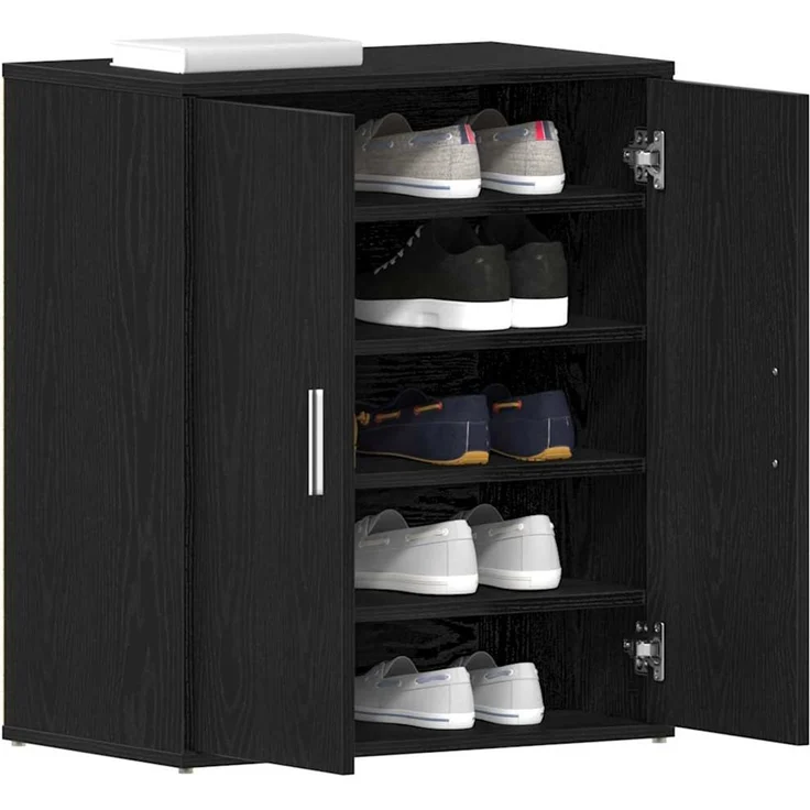 vidaXL Schuhschrank Schwarz Eichen-Optik 60 x 35 x 70 cm Holzwerkstoff 862682 – Bild 2