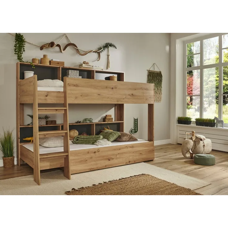 Relita Etagenbett Sway, 2 Liegeflächen, mit Leiter, rückseitige Regale