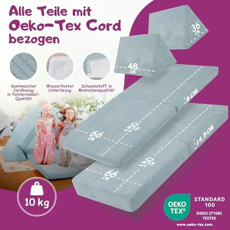 Linodino Kindersofa Spielsofa I aus Schaumstoff Bausteine I Spielcouch für Kinder, 3 Jahre Garantie – Bild 6