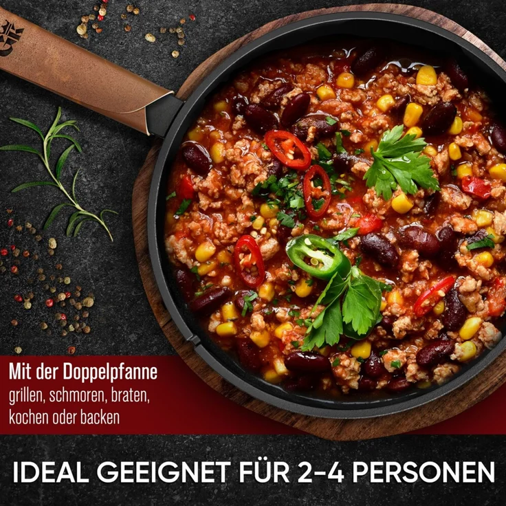 2in1 Casserole 3,6 l aus Gusseisen – Topf & Pfanne in einem, mit Ledergriff & Ringreiniger, eingebrannt, für Induktion, Grill & Backofen – Bild 8