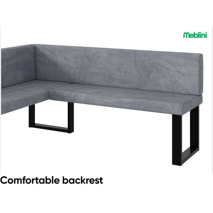 MEBLINI Eckbank für Esszimmer - Küchenbank - Essecke - Sitzecke Küche - TONI - U-Beine 128x168x87cm Links - Grau Samt – Bild 5