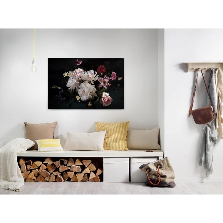 Blumen Leinwandbild Weiß Schwarz 90x60 DD120255 Wohnzimmer Wandbild Floral – Bild 5