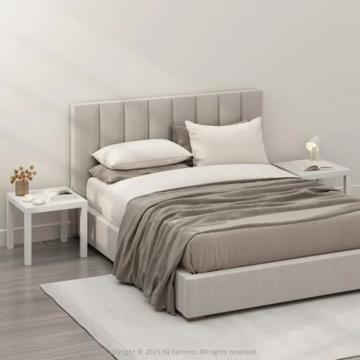 Furinno Classic Homey Quadratischer Nachttisch, Beistelltische, Set von 2, Weiß – Bild 2