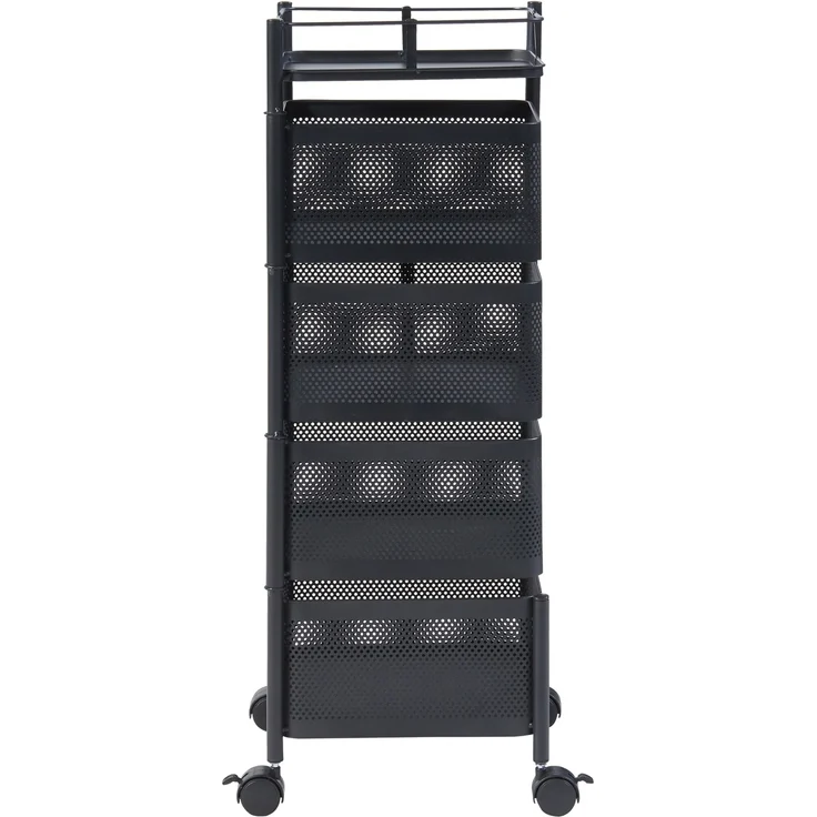 Rollwagen Sunndal mit 4 Ebenen 79,5x27x27cm Schwarz [en. casa] – Bild 5
