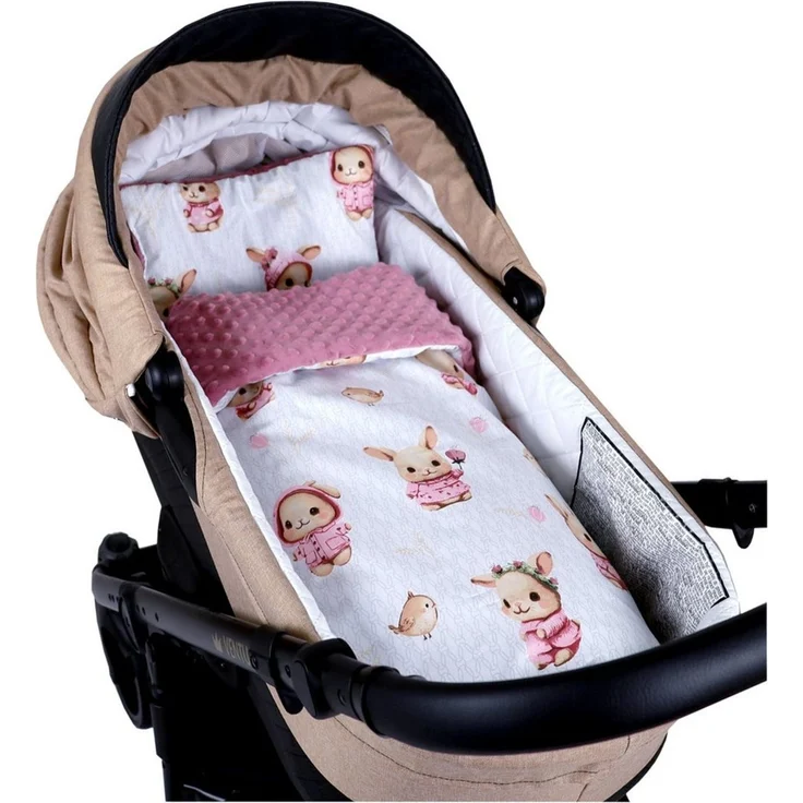 Kinderdecke BABYLUX Babydecke MINKY 2Set Kuscheldecke Decke 75 x 60cm Kinderwagen, BabyLux, MP151B Rosa + Häschen – Bild 1