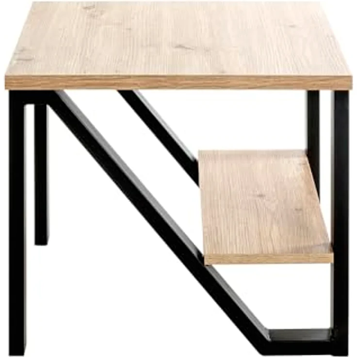 XXXL Beistelltisch, Schwarz und Eiche, quadratisch, Z-Form mit offenem Fach, 55x48x55 cm – Bild 5