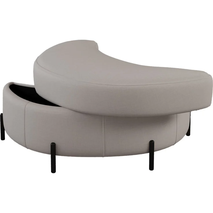 Chenille-bezogener Halbmond- Ablagehocker mit Tablett, dient als Beistelltisch, gepolsterter Sitz, Ankleide- & Schuhhocker sowie Fußstütze für Wohnzimmer, Eingang & Flur, Beige--Beige--86x47.5x43cm--YOUDENOVA – Bild 7