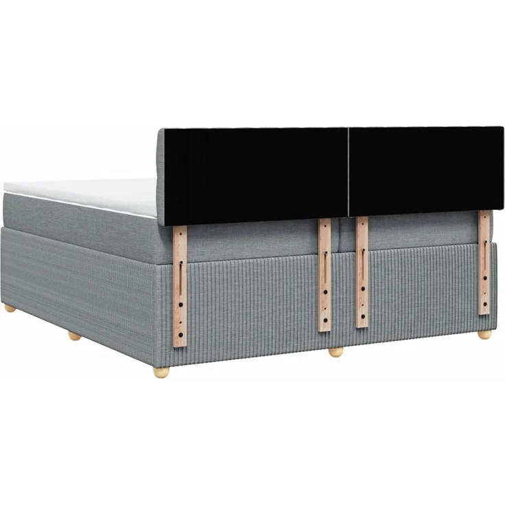 vidaXL Boxspringbett mit Matratze Hellgrau 200x200 cm Stoff 3287570 – Bild 6