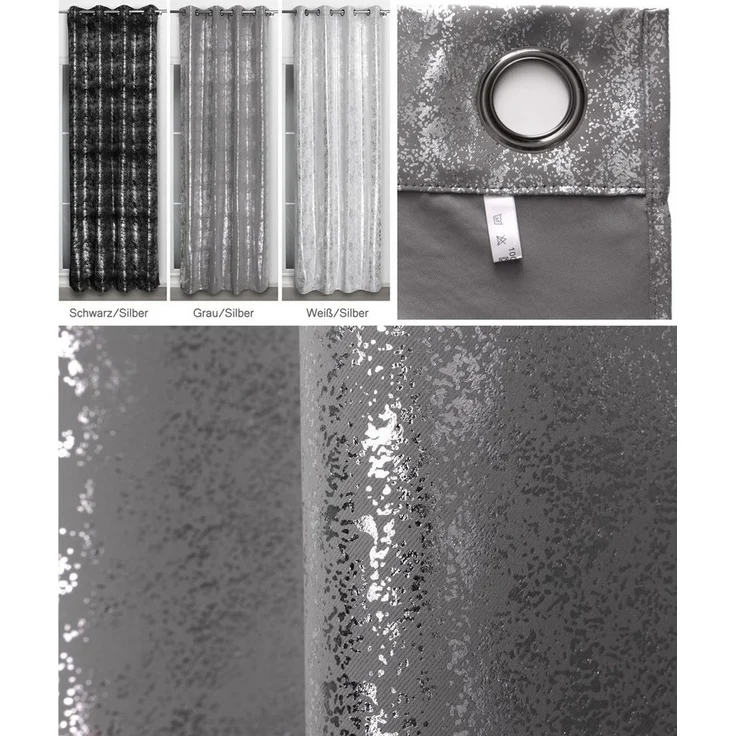 Beautex Vorhang Vorhang mit Ösen 140x260 cm blickdicht verdunkelung Gardine, Stardust (1 St), Ösen, blickdicht – Bild 3