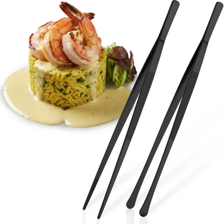 Aurelia Home Kochpinzette Kochpinzetten aus Edelstahl, 30 cm, rund und spitz im 2er-Set, Edelstahl, spülmaschinenfest, rutschfest, ideal für Grillen, Kochen