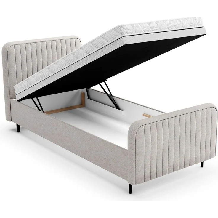 Beautysofa Polsterbett Lami 90x200 Einzelbett mit Bettkasten (Bett in modischen Beige- und Grautönen zur Auswahl, Jugendbett, Kinderbetten mit Stauraum), wahlweise mit Matratze oder ohne Matratze – Bild 3