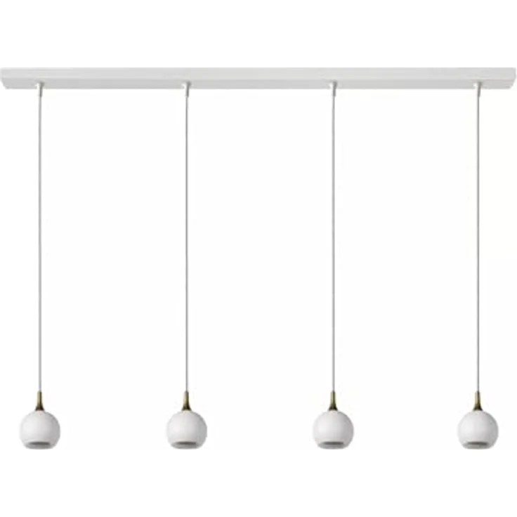 Licht-Erlebnisse Pendelleuchte Esstisch 4-flammig, Weiß-Messing, Metall, 100 cm, Höhenverstellbar, Minimalistisch, für GU10 Leuchtmittel – Bild 4