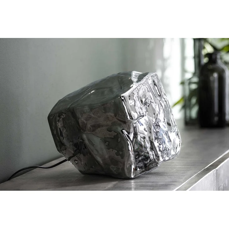 KAWOLA Tischleuchte EDESSA Tischlampe Glas silber 28 x 28 x 28 cm – Bild 2