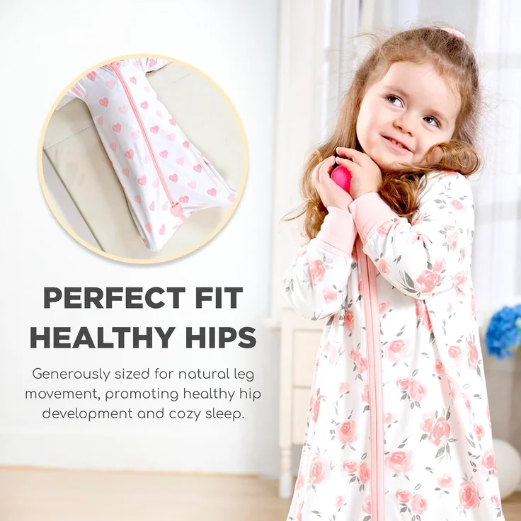 Mama Cheetah Baby Schlafsack mit Ärmeln, 0.5 TOG Bio-Baumwolle Wearable Blanket und Zwei-Wege-Reißverschluss, Swaddle Transition Long Sleeve Sleep Sack für Neugeborene to Kleinkind, 6-12 Monate – Bild 4